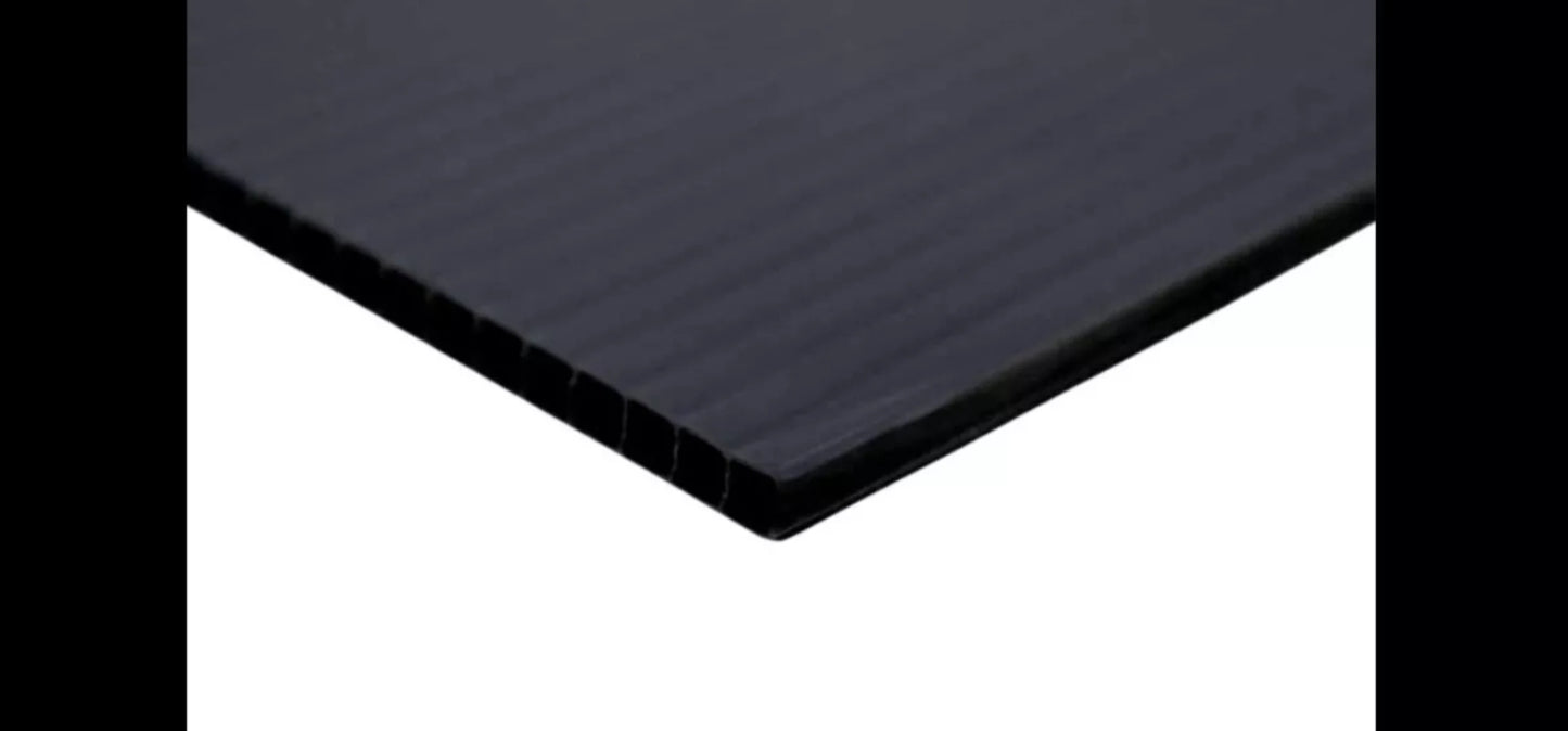 10 Sheets 4mm Correx Black Fluted Polypropylene Sheet 1220mm x 2440mm x 4mm Long Flute