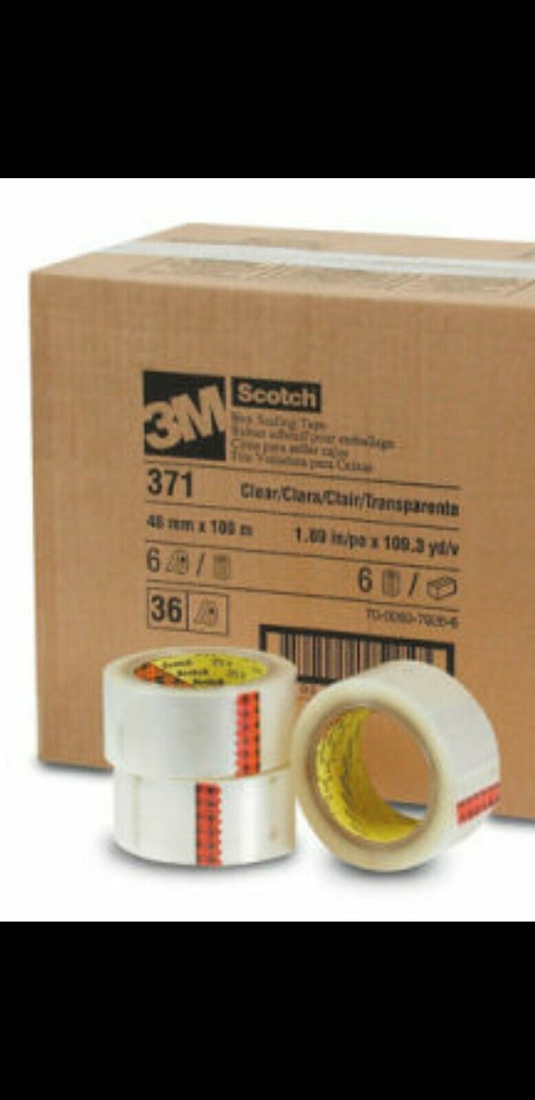 36 Rls Packaging Tape 3M Scotch 371 Strong Clear 48mm x 66m